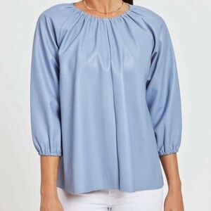 NWOT Dolce Cabo Blakely Faux Leather Puff Sleeve Top Size XS
